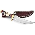 Stauer Huntsman Blade 6.5" Stainless Steel Hunting Knife with Full Tang & Natural Bone Handle Includes Sheath & Brass Guard