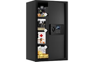 POVANJE 5.0 Cuft Fireproof Safe for Home Documents, Large Home Safe Box Fireproof Waterproof with LCD Keypad Keys, Anti-Theft Alert, Hidden Code Mode, Personal Combination Fire Safes For Money Jewelry Office