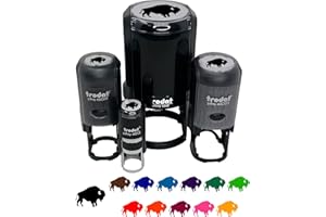 SNIGGLE SLOTH American Bison Buffalo Silhouette Self-Inking Rubber Stamp Ink Stamper for Stamping Crafting Planners - 3/4 Inch Small - Red Ink
