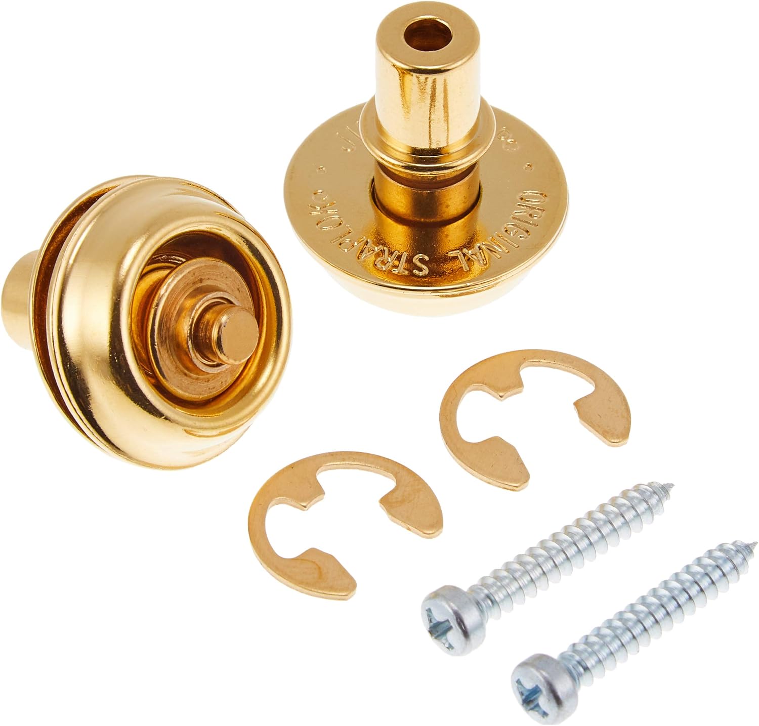 Jim Dunlop Straplock Flush Set - Gold, Flush Mount