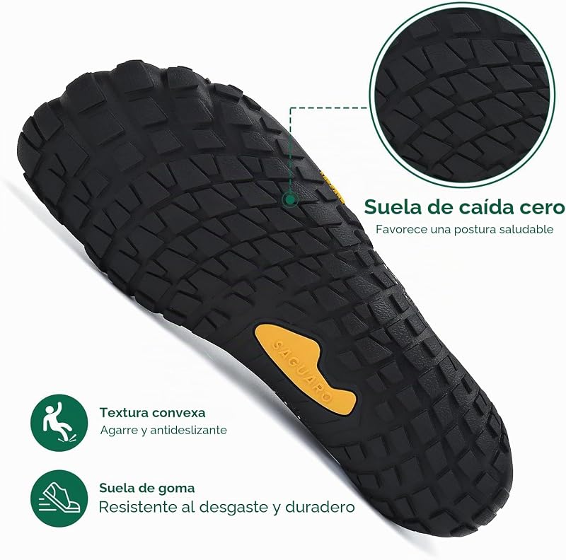 Hombre Barefoot Zapatillas Minimalistas Mujer Antideslizante Zapatos Barefoot para Zero Drop Soles Negro Ahumado,Gr.45