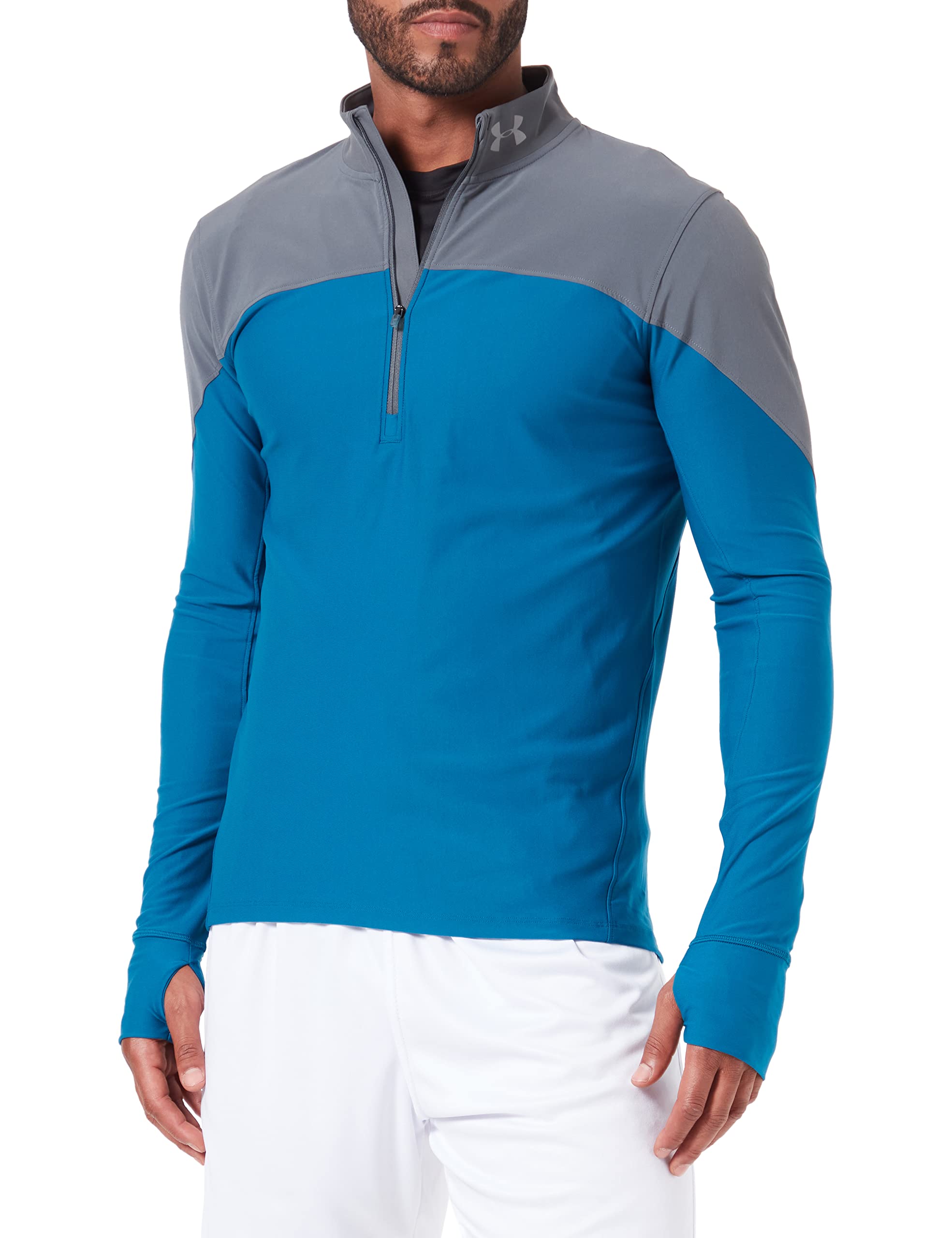 Under Armour Men Qualifier Half Zip Warm-Up Top - Teal Vibe/ Pitch Gray/ Reflective (417), 2X-Large