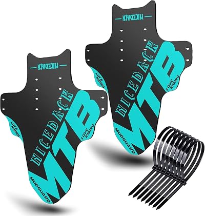 NICEDACK Mudguards 2 Piece Front Rear MTB Cyan 20-29 Inch Compatible