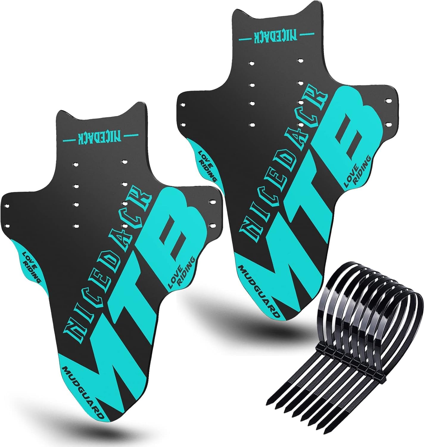 NICEDACK Mudguards Mountain Bike, 2 Pieces Mudguard Fit 20-29 Inch MTB Mudguard Front and Rear Compatible Bicycle Splash Guard (Cyan)