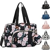Tenot Diaper Bag Tote with Pacifier Case, Baby Bag for Women with Shoulder Straps, Travel Diaper Tote for for Mom and Dad Medium Size, Black Pink Floral