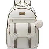LOVEVOOK School Backpack for Teen Girls, Student Backpack Purse for 14-16 Teenage, Cute Kid Bookbag, Back to School Backpacks Fit 15.6 Inch Laptop, Large College Travel Bag, Beige-khaki