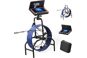 DANCULPE Sewer Camera 66FT/20M, Sewer Snake Cam with DVR, 7" LCD Monitor, Pipe Camera 0.2in/5mm Cable, Plumbing Camera with 12 LED Lights, IP68 Waterproof, for inspect The Pipeline, Sewer, air Duct