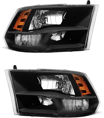 Quad Headlamp Chrome Housing Headlights + Signal Lamps – Pair For 2009-2018 Dodge Ram