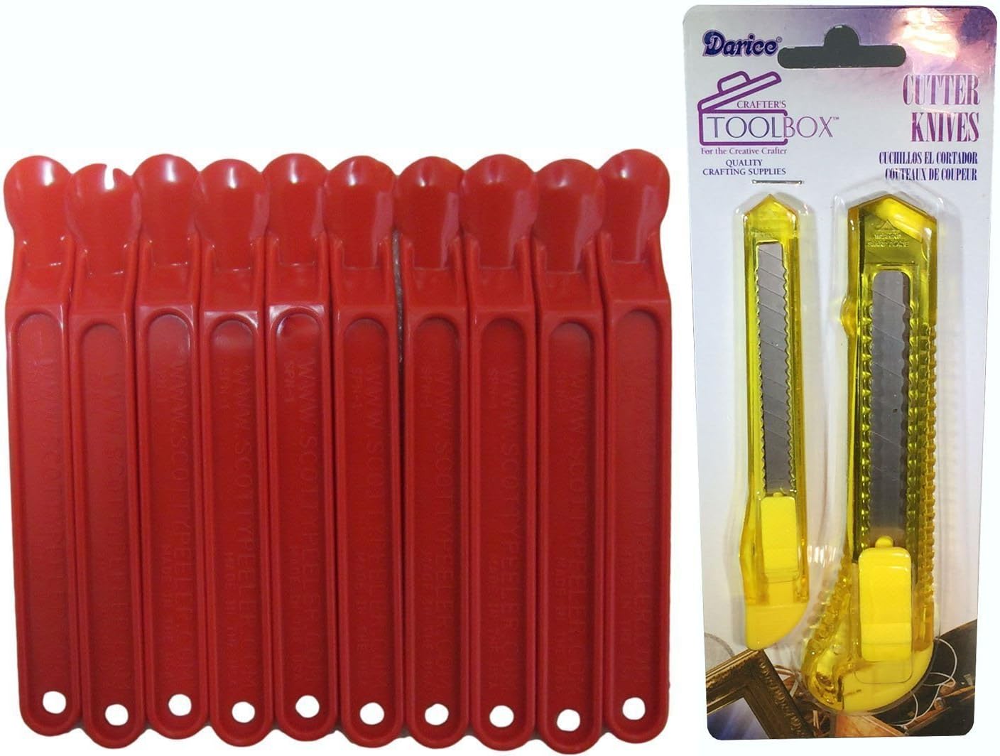 Label Remover (Set of 10) and Box Cutters (Set of 2) Bundle