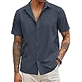 COOFANDY Mens Short Sleeve Cuban Guayabera Shirt Casual Summer Beach Button Down Shirts