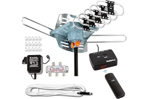 Five Star HDTV Antenna Amplified Digital Outdoor Antenna 150 Miles Range, 360 Degree Rotation Wireless Remote, with 40FT RG6 
