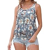 ANYFITTING Women Tank Top with Built in Bra Wide Strap Camisole Blouse Padded Shirt Summer Sleeveless Yoga Top Blouson Tee