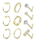 BESTEEL 14K Gold Filled Nose Ring Studs 20G Nose