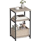 VASAGLE Side Table, Small End Table, Tall Nightstand for Living Room, Bedroom, Office, Bathroom, Greige and Classic Black ULET273B02
