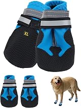 Jodsen Dog Boots Set of 4 Waterproof Shoes Reflective Straps XL Blue