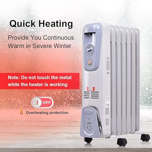 GOFLAME Oil Filled Radiator Heater, 1500W Portable Space Heater