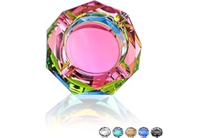 Coomin Crystal Glass Ashtray, Sparkly Cigar Cigarettes Ash Tray, Ashtrays for Smokers Indoor Office Home Desktop Tabletop, Gift Packaging, Pink