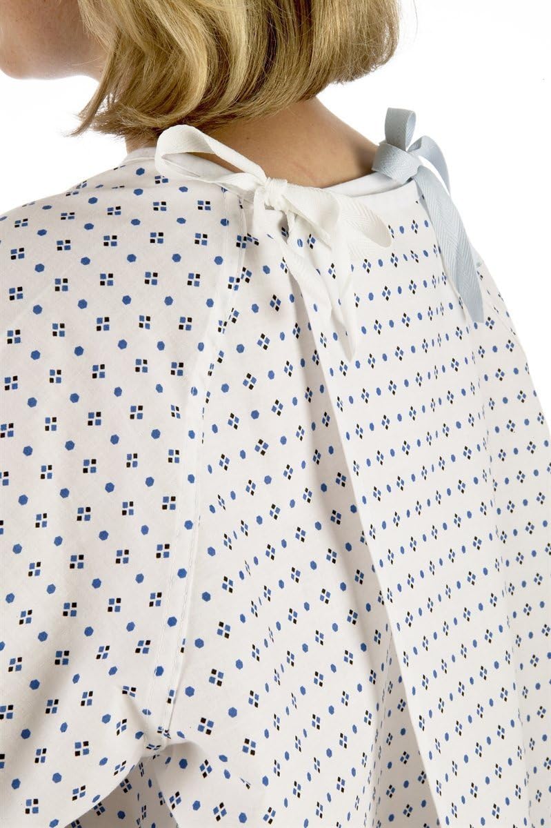 EASY CARE SOLUTIONS 1 x Unisex PATIENT GOWN - Wrap Around Style - Hospital, White and Blue - Image 4