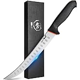 Golden Bird Professional Breaking Knife - 10 Inch Multifunction Butcher Breaking Knife for Meat Cutting, Razor Sharp Scimitar Knives, Granton Edge Carving Knives, Christmas Gifts for Men Women