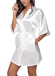 The Bund womens Pure Colour Short Kimono Robes with