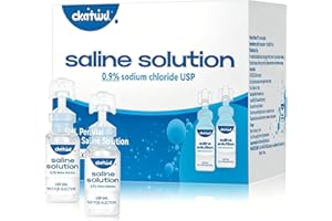 CKATWD 0.9% Saline Solution,Normal Saline Solution for All Ages,Sodium Chloride 0.9% for Nose,Saline Ampoules-20 Vials 5ml Un