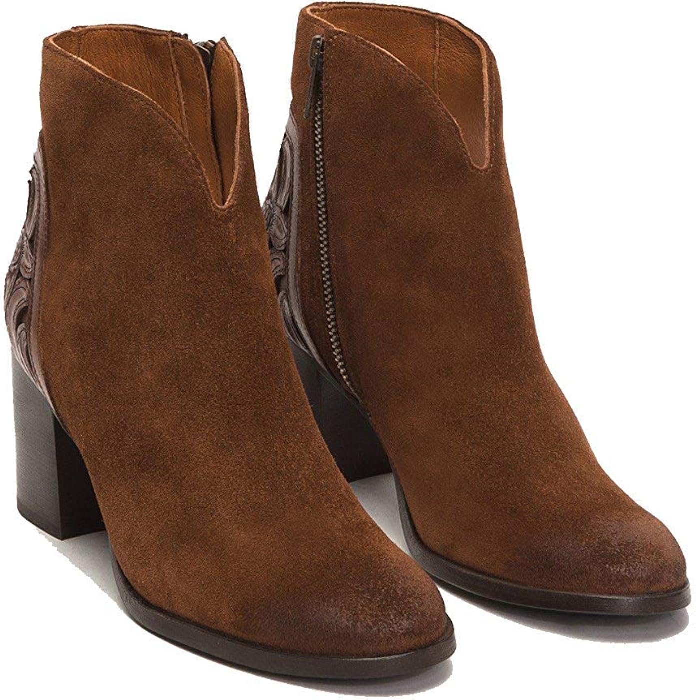 frye nova overlay suede bootie
