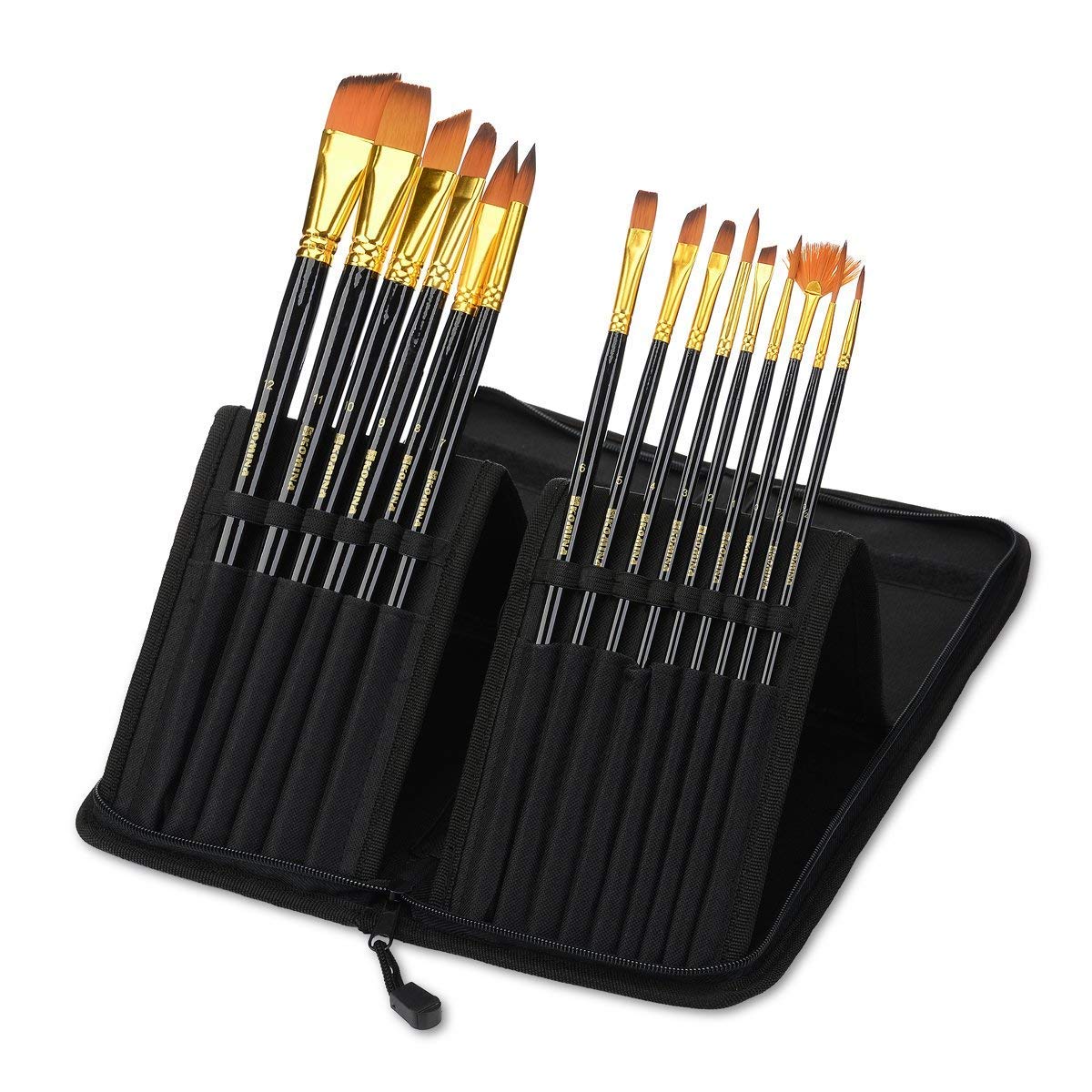 Acrylic Paint Brush Set of 15 ' Best Oil Watercolor Gouache Paint Brushes - Face Body Paint Brushes Kit - Artist Brush Set - Art Paint Brushes - Paintbrushes for Kids Beginners Teens Men Women Adults