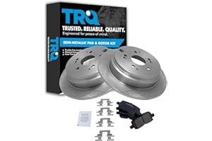 TRQ Rear Brake Pad & Rotor Kit Brake Pads Brake Rotor Semi-Metallic Compatible with 2002-2004 Honda Odyssey