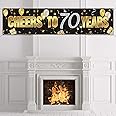 Boao Happy 70th Birthday Banner 70 Years Gold Glitter Birthday Sign Banner, Anniversary Celebration Backdrop Party Decoration Supplies