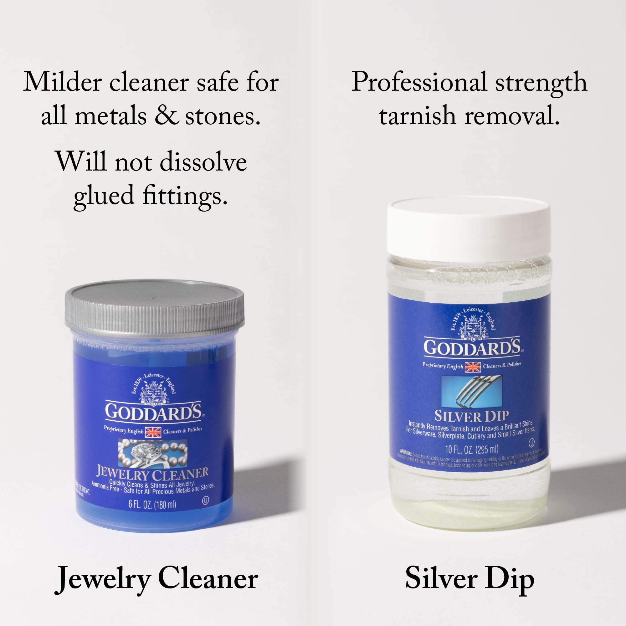 Goddard's Jewelry Cleaner, Tarnish Remover, Cleaning Solution for Silver, Gold, Diamond, Pearl & Gemstone Jewelry, Ammonia Free, Costume and Fine Jewelry Cleaner with Cleaning Brush & Dip Basket, 6 oz