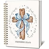 LIANGW Coquette blue Bow Spiral Bible Notebook, Bible Study Journal, Church Notes Notebook for Note Taking,Proverbs 31 Woman Gift & Bible Study Supplies, Christian Notebook5.5 x 8.3