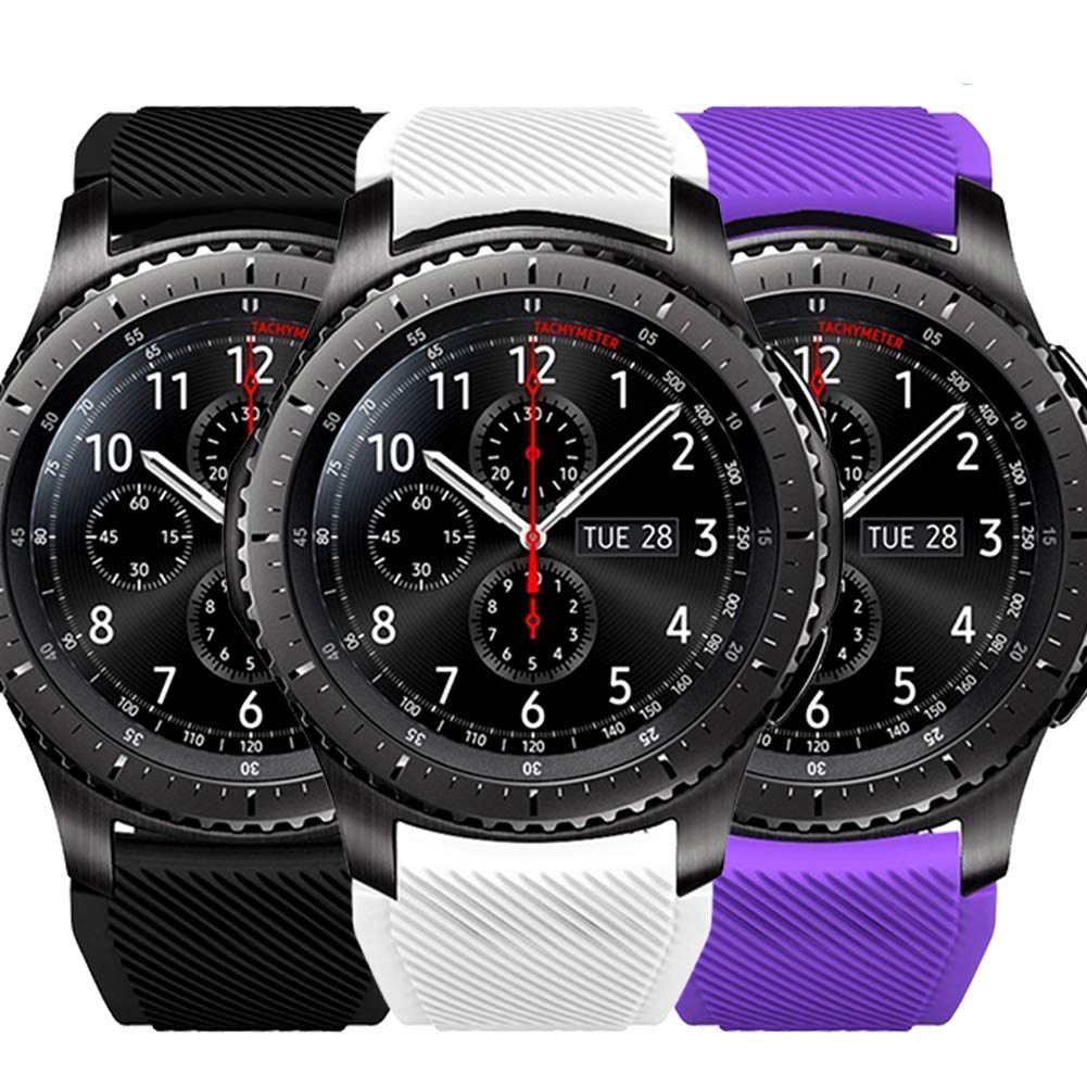 FunBand Strap Compatible with Samsung Galaxy Watch 3 45mm Bands, Soft Silicone 22mm Replacement Sport Wristbands Compatible with Samsung Gear S3 Frontier/Galaxy Watch 46mm/Huawei Watch GT2 Pro