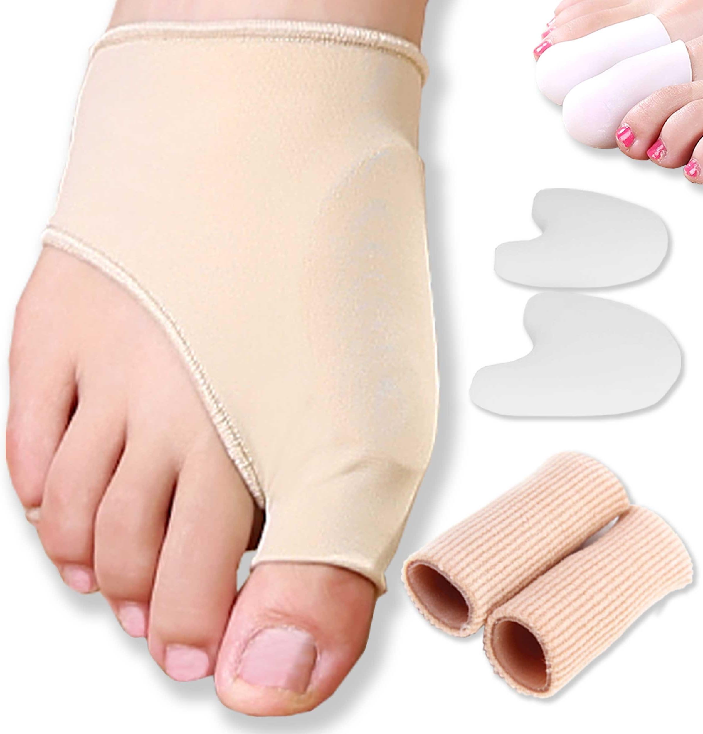 DR JK- Gel Pad Bunion Sleeves & Bunion Protector Kit-8 Pcs Bunion Corrector, Toe Caps, Big Toe Protectors, Toe Spacers, Gel Toe Protectors, Bunion Pads, Bunion Relief, Hallux Valgus, Toe Straighteners