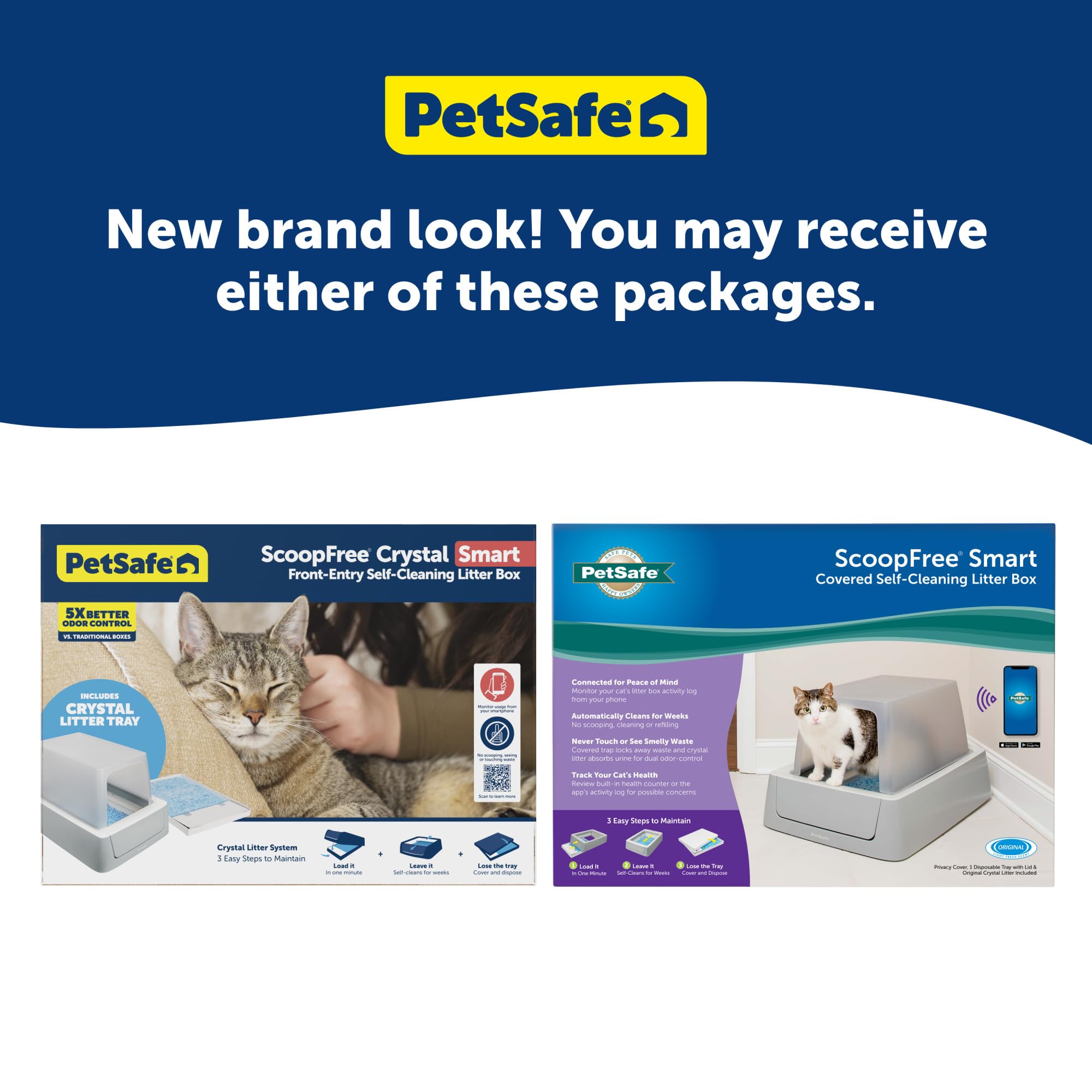 PetSafe ScoopFree Crystal Smart Self-Cleaning Cat Litter Box – WiFi (2.4 GHz) & App Enabled – Enclosed Front-Entry – Superior Odor Control – Includes Disposable Tray – Gray (PAL00-16807)