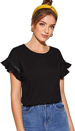 dressy black short sleeve tops