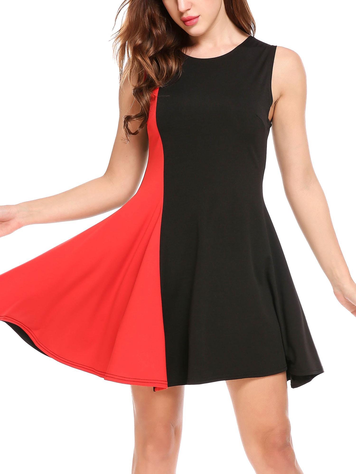 Zeagoo Women Round Neck Slim Fit Above Knee Length Casual Dress