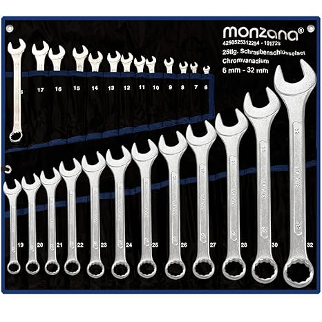 Schraubenschlüssel ? Chromvanadium ? 25tlg.?Tasche Werkzeug Set 6-32mm - Setauswahl - Ring Maulschlüssel Ringschlüssel Maulri