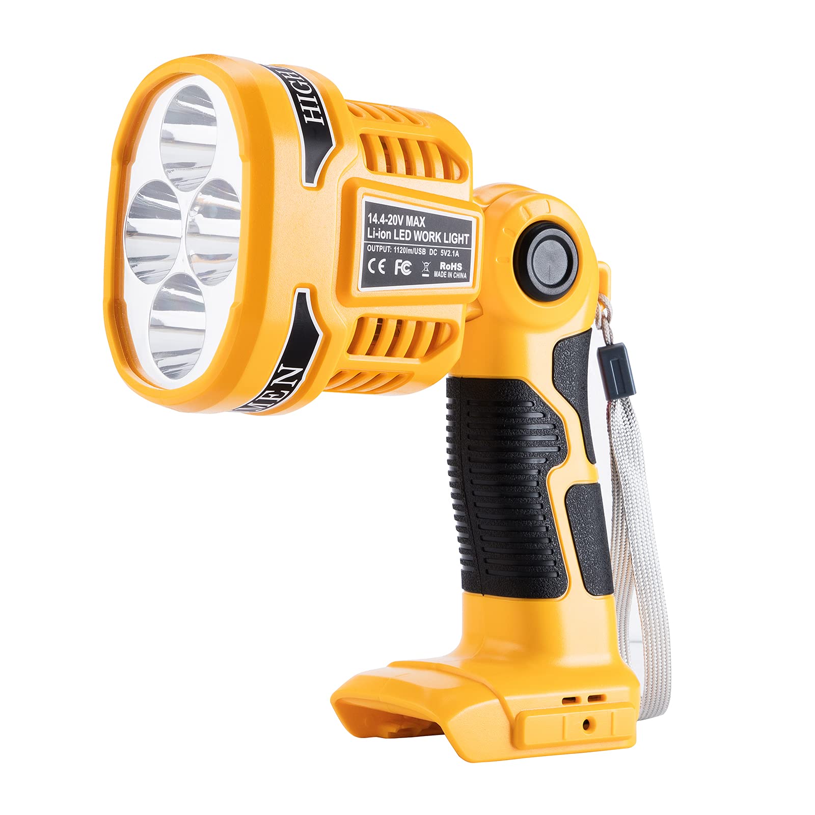 Photo 1 of Hiesuan Flashlight for Dewalt 20v Battery, 12W 1120LM 20v LED Work Light with USB-A Port, 4 Modes Lighting for Repairing, Garage, Camping, Power Outages