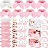 Suncalla 40 Pcs Spa Sleepover Party Supplies Include Sleep Eye Mask Headband Hair Clip Mirror Comb Makeup Bag for Girls Women Slumber Bachelorette Birthday Party Favors(White, Pink)