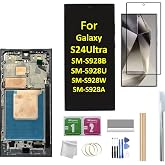 Galaxy S24 Ultra LCD Screen with Frame Replacement for Samsung Galaxy S24 Ultra SM-S928B SM-S928U SM-S928A LCD Screen Display Touch Digitizer with Frame+Tool (Black)