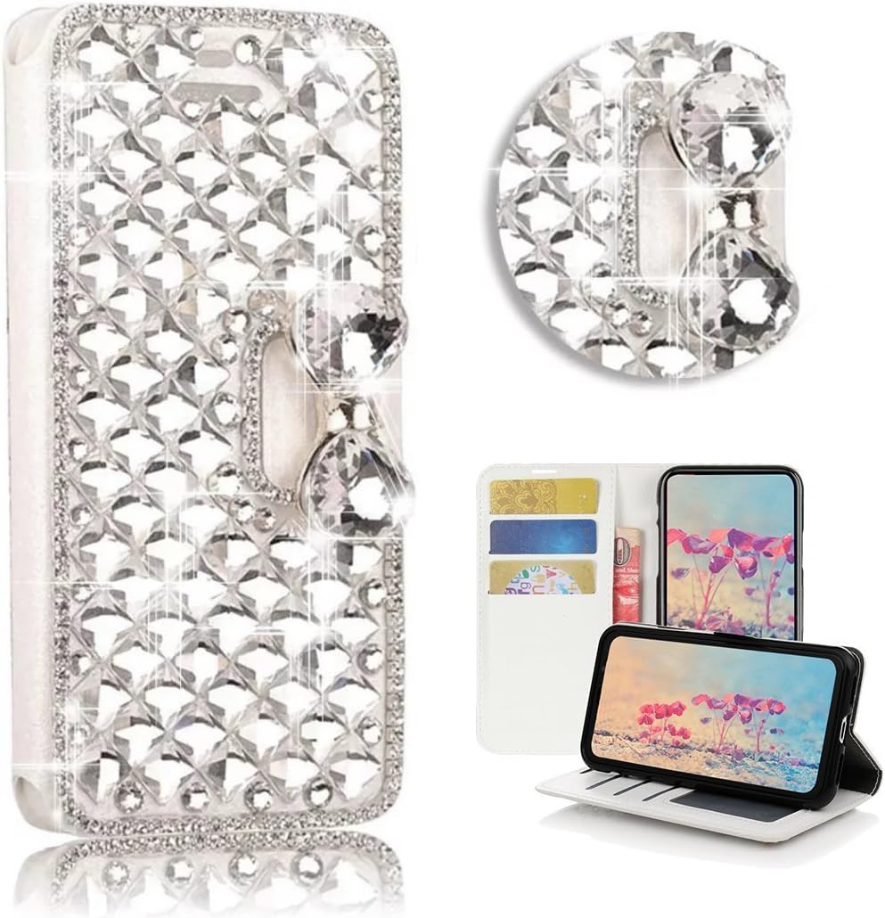 Spritech Galaxy Mega 2 Wallet Case, [Card Slot] Design Floral 3D Handmade Bling Crystal Diamonds Butterfly with Card Slots Flip Stand PU Leather Wallet Case for Samsung Galaxy Mega 2 G750