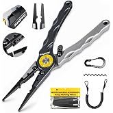 Arcpro 6061 Aluminum Fishing Pliers for Saltwater, Corrosion Resistant Split Ring Pliers with Sheath and Lanyard, Fish Hook Remover Tool and Line Cutter