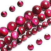 Natural Hot Pink Tiger Eye Beads, Grade AAA Gemstone Round Loose Beads 8MM 100PCs Bulk Lot Options, Semi Precious Stone Beads for Jewelry Making