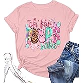 Easter Shirts for Women: Oh for Peeps Sake Tshirt Cute Rabbit Graphic Tees Easter Gift Short Sleeve Tops