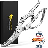 MAD SHARK Heavy Duty Poultry Shears,Spring Loaded Kitchen Shears,Dishwasher | Non-Slip Handle Kitchen Shears, Safety Lock, All Purpose Kitchen Scissors for Chicken, Meat Cutting, Turkey, Fish, Vegetables