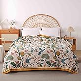 Qidordour Boho Throw Blanket, 60"x80" Muslin Blankets for Adults, 100% Organic Cotton Blanket for Couch Sofa, Lightweight Quilt, All Season Bed Throw, Farmhouse Home Decor, B-Hummingbird Fruit