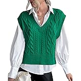 Sweater Vest for Women V Neck Sleeveless Knit Solid Casual Ribbed Preppy Pullover Tops