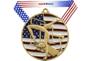 Decade Awards Patriotic Gymnastics Medal - Gymnast Medallion with Stars and Stripes Neck Ribbon (2.75 Inch Wide)
