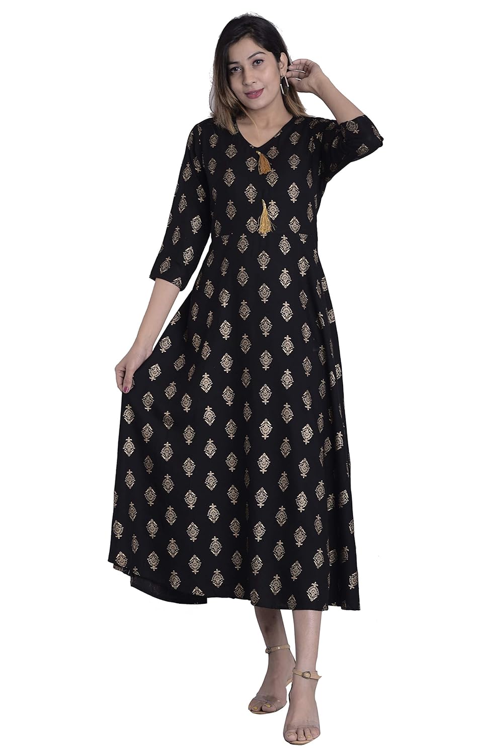 Rayon gold print kurti Clearance