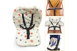 TUCIYKE High Chair Cushion and Straps,High Chair Cushion Pad,Baby High Chair Seat Cushion Liner Pad Cover Mat and Highchair 5 Point Harness Straps,1 Set(Star)